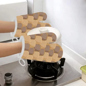Bread Toast Pattern Print Design 04 Heat Resistant Oven Mitts Pot Holders Set