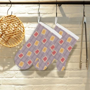 Bread Toast Pattern Print Design 05 Heat Resistant Oven Mitts Pot Holders Set