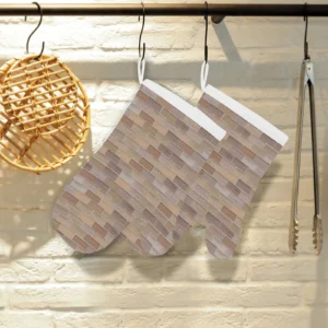 Brick Printed Pattern Print Design 01 Heat Resistant Oven Mitts Pot Holders Set