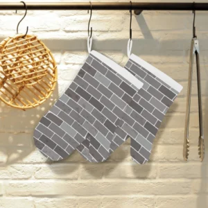 Brick Printed Pattern Print Design 05 Heat Resistant Oven Mitts Pot Holders Set