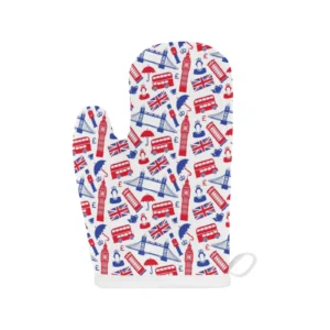 British Pattern Print Design 01 Heat Resistant Oven Mitts Pot Holders Set