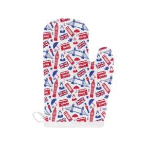 British Pattern Print Design 01 Heat Resistant Oven Mitts Pot Holders Set