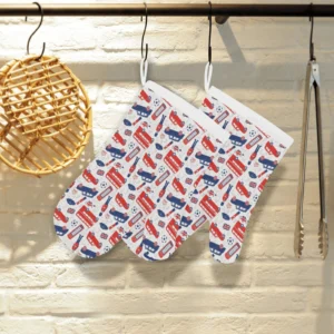 British Pattern Print Design 03 Heat Resistant Oven Mitts Pot Holders Set