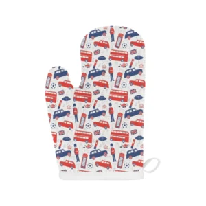 British Pattern Print Design 03 Heat Resistant Oven Mitts Pot Holders Set