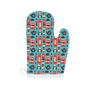 British Pattern Print Design 04 Heat Resistant Oven Mitts Pot Holders Set