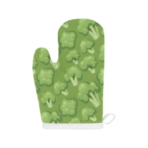 Broccoli Pattern Green Background Heat Resistant Oven Mitts Pot Holders Set