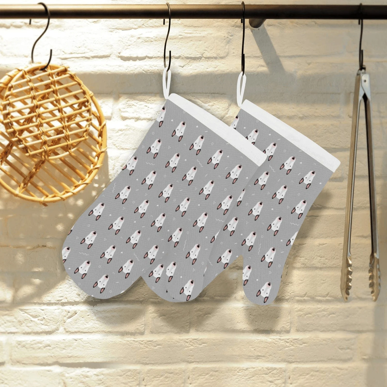 Bull Terrier Pattern Print Design 05 Heat Resistant Oven Mitts Pot Holders Set Bull Terrier Pattern Print Design 05 Heat Resistant Oven Mitts Pot Holders Set