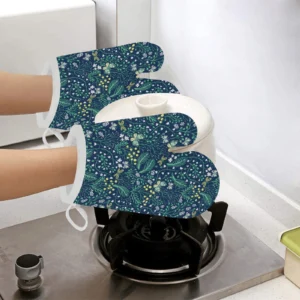 Butterfly Leaves Pattern Heat Resistant Oven Mitts Pot Holders Set