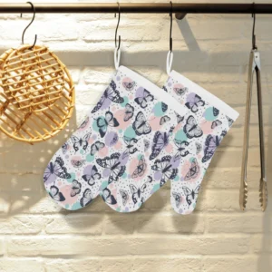 Butterfly Pattern Heat Resistant Oven Mitts Pot Holders Set