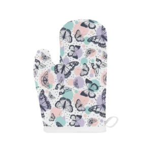 Butterfly Pattern Heat Resistant Oven Mitts Pot Holders Set