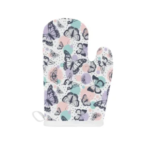 Butterfly Pattern Heat Resistant Oven Mitts Pot Holders Set