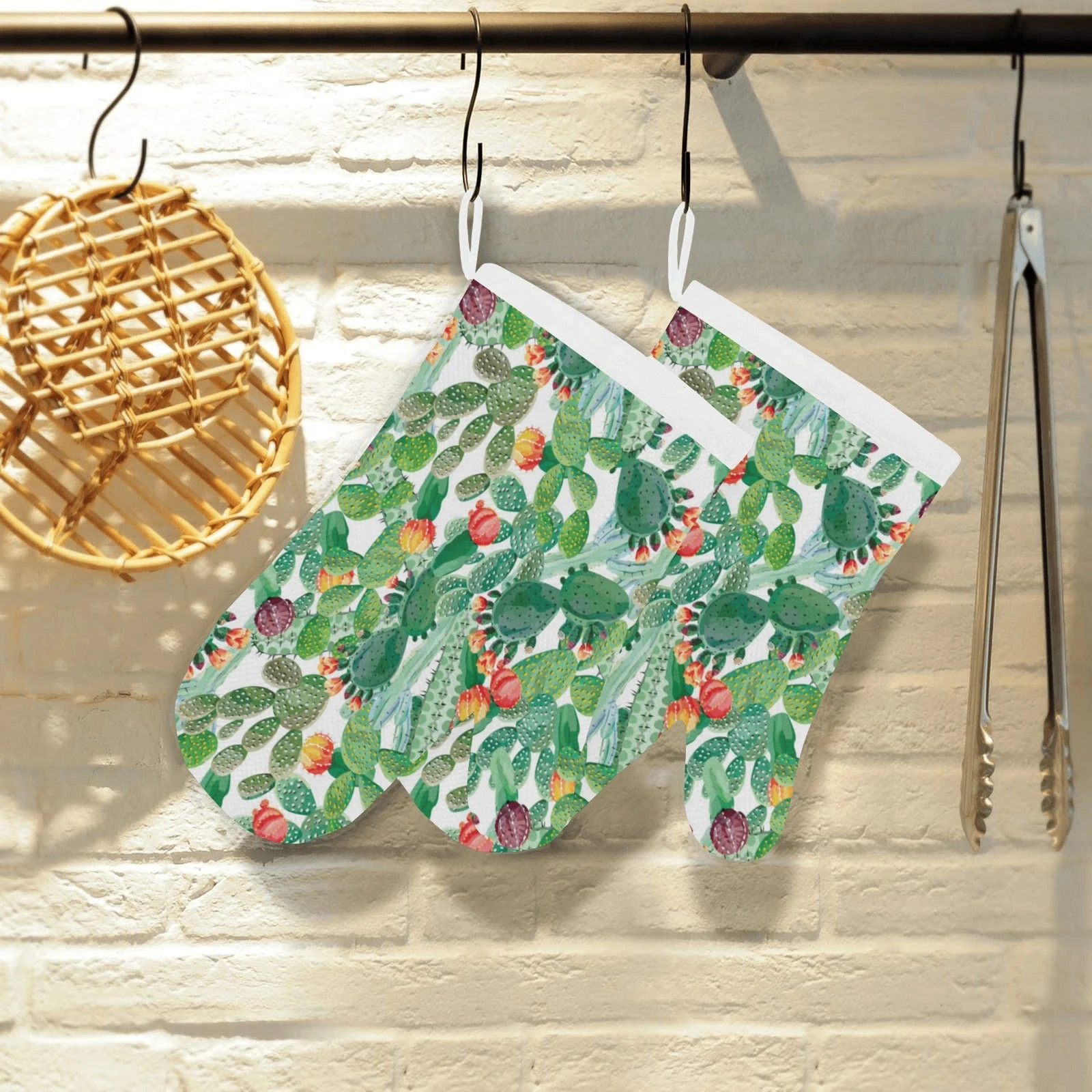 Cactus Design Pattern Copy Heat Resistant Oven Mitts Pot Holders Set Cactus Design Pattern Copy Heat Resistant Oven Mitts Pot Holders Set
