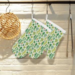 Cactus Pattern Copy Heat Resistant Oven Mitts Pot Holders Set