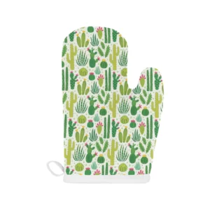 Cactus Pattern Copy Heat Resistant Oven Mitts Pot Holders Set