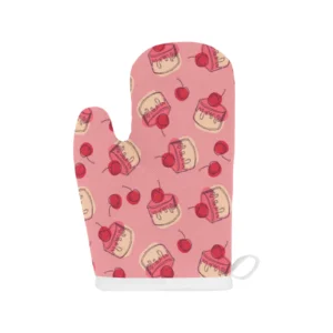 Cake Cherry Pattern Heat Resistant Oven Mitts Pot Holders Set