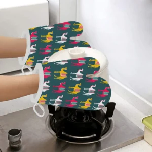 Camel Pattern Heat Resistant Oven Mitts Pot Holders Set