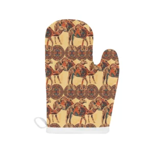 Camel Polynesian Tribal Design Pattern Heat Resistant Oven Mitts Pot Holders Set
