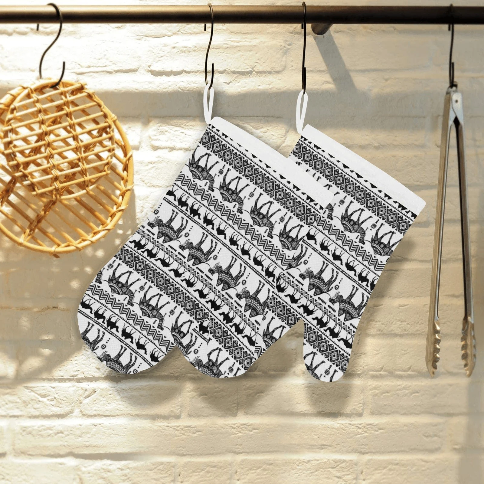 Camel Polynesian Tribal Pattern Heat Resistant Oven Mitts Pot Holders Set Camel Polynesian Tribal Pattern Heat Resistant Oven Mitts Pot Holders Set