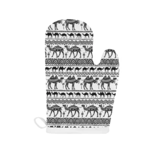 Camel Polynesian Tribal Pattern Heat Resistant Oven Mitts Pot Holders Set