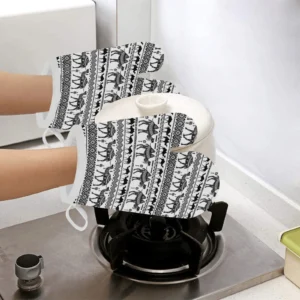 Camel Polynesian Tribal Pattern Heat Resistant Oven Mitts Pot Holders Set