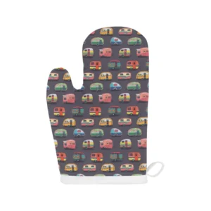 Camper Van Pattern Print Design 02 Heat Resistant Oven Mitts Pot Holders Set