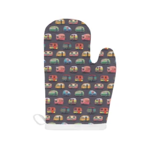 Camper Van Pattern Print Design 02 Heat Resistant Oven Mitts Pot Holders Set