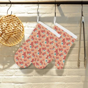 Camper Van Pattern Print Design 03 Heat Resistant Oven Mitts Pot Holders Set