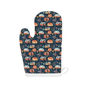 Camper Van Pattern Print Design 05 Heat Resistant Oven Mitts Pot Holders Set