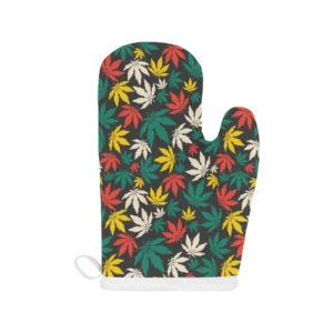 Canabis Marijuana Weed Pattern Print Design 02 Heat Resistant Oven Mitts Pot Holders Set