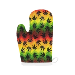 Canabis Marijuana Weed Pattern Print Design 03 Heat Resistant Oven Mitts Pot Holders Set