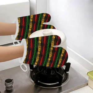 Canabis Marijuana Weed Pattern Print Design 04 Heat Resistant Oven Mitts Pot Holders Set