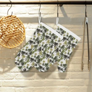 Canabis Marijuana Weed Pattern Print Design 05 Heat Resistant Oven Mitts Pot Holders Set