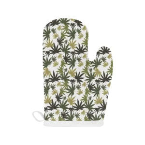Canabis Marijuana Weed Pattern Print Design 05 Heat Resistant Oven Mitts Pot Holders Set