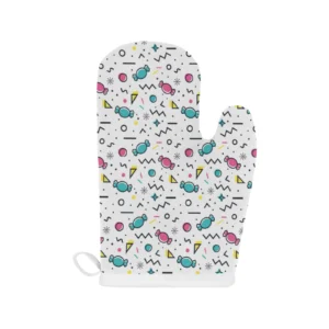 Candy Design Pattern Heat Resistant Oven Mitts Pot Holders Set