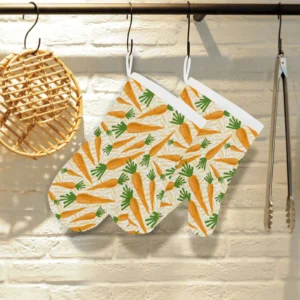 Carrot Pattern Print Design 01 Heat Resistant Oven Mitts Pot Holders Set