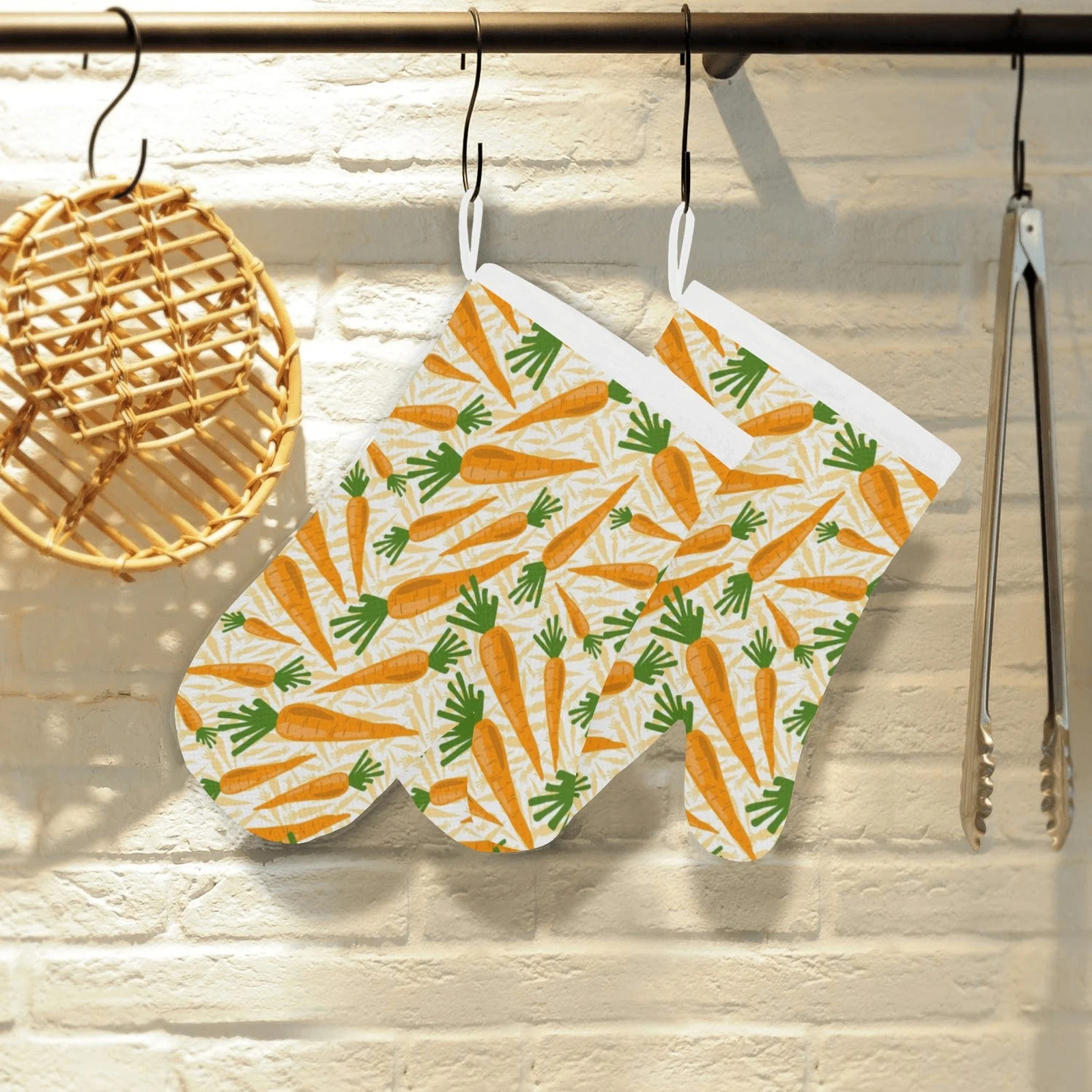 Carrot Pattern Print Design 01 Heat Resistant Oven Mitts Pot Holders Set Carrot Pattern Print Design 01 Heat Resistant Oven Mitts Pot Holders Set