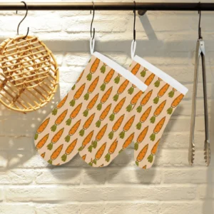 Carrot Pattern Print Design 04 Heat Resistant Oven Mitts Pot Holders Set