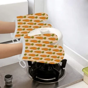 Carrot Pattern Print Design 04 Heat Resistant Oven Mitts Pot Holders Set