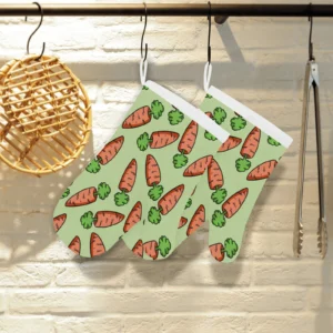 Carrot Pattern Print Design 05 Heat Resistant Oven Mitts Pot Holders Set