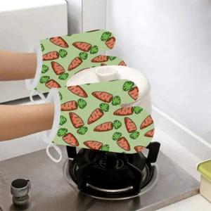 Carrot Pattern Print Design 05 Heat Resistant Oven Mitts Pot Holders Set