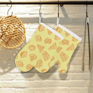 Cheese Design Pattern Heat Resistant Oven Mitts Pot Holders Set