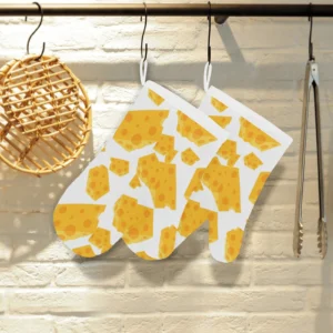 Cheese Slice Pattern Heat Resistant Oven Mitts Pot Holders Set