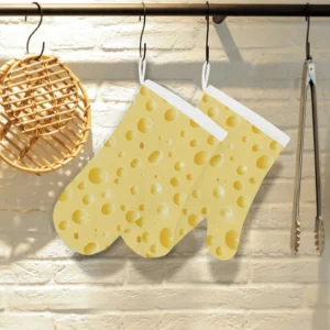 Cheese Texture Heat Resistant Oven Mitts Pot Holders Set