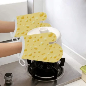 Cheese Texture Heat Resistant Oven Mitts Pot Holders Set