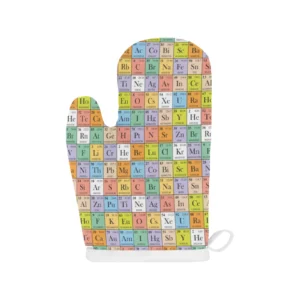Chemistry Periodic Table Pattern Print Design 01 Heat Resistant Oven Mitts Pot Holders Set