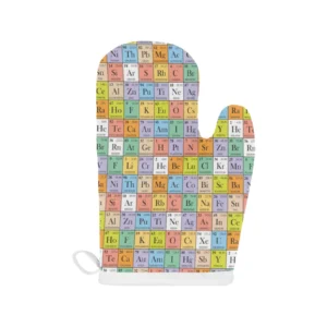 Chemistry Periodic Table Pattern Print Design 01 Heat Resistant Oven Mitts Pot Holders Set