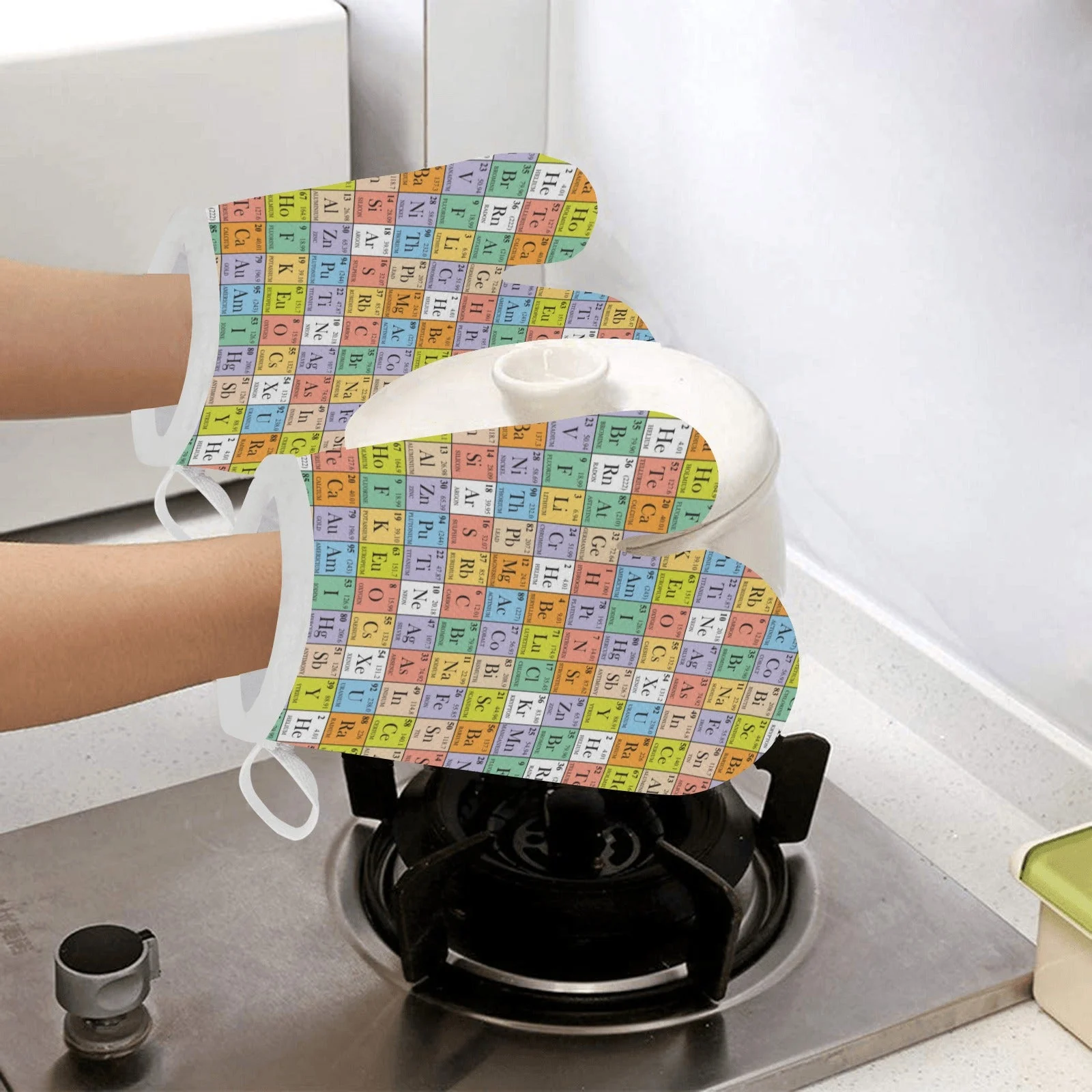 Chemistry Periodic Table Pattern Print Design 01 Heat Resistant Oven Mitts Pot Holders Set Chemistry Periodic Table Pattern Print Design 01 Heat Resistant Oven Mitts Pot Holders Set