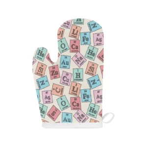 Chemistry Periodic Table Pattern Print Design 02 Heat Resistant Oven Mitts Pot Holders Set