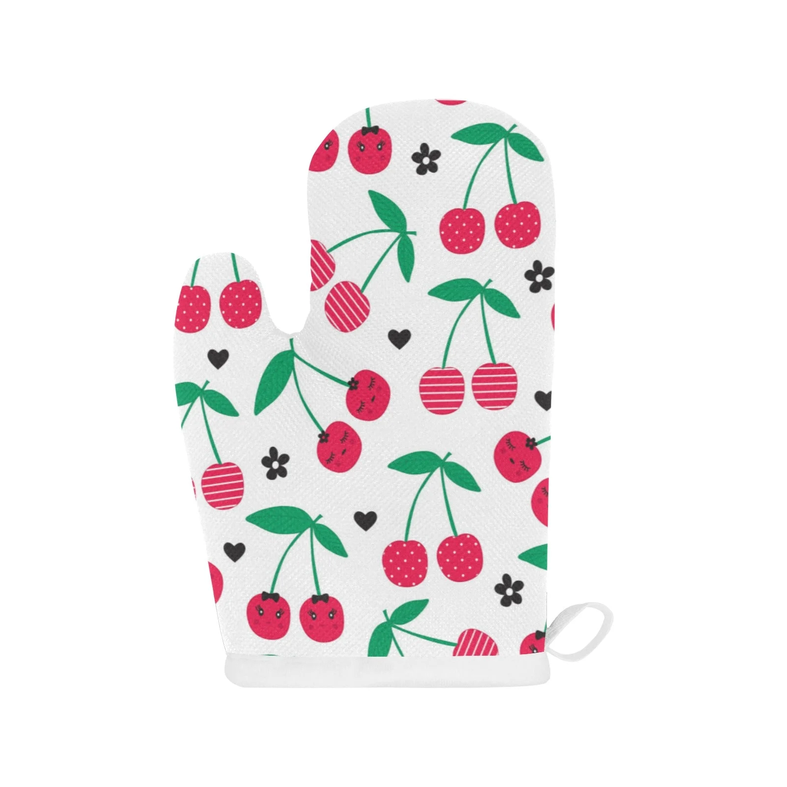 Cherry Pattern White Background Heat Resistant Oven Mitts Pot Holders Set Cherry Pattern White Background Heat Resistant Oven Mitts Pot Holders Set