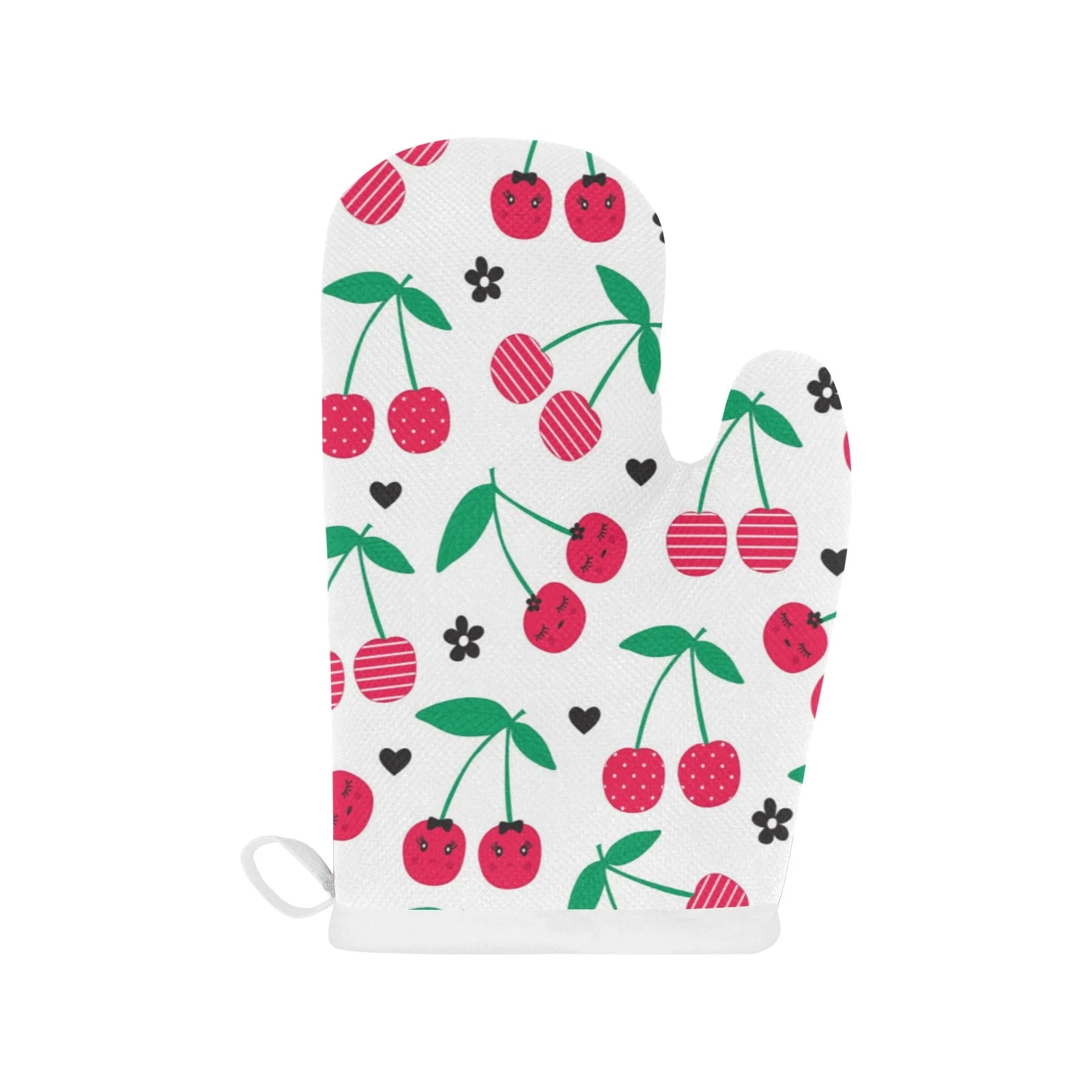 Cherry Pattern White Background Heat Resistant Oven Mitts Pot Holders Set Cherry Pattern White Background Heat Resistant Oven Mitts Pot Holders Set